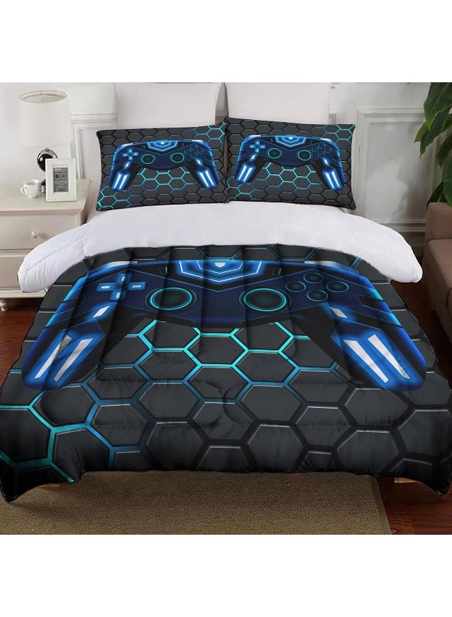 Uyivugmo Kids Gaming Comforter Twin Size Video Game Console Geometric Bedding Sets for Boys Girls Kids 3D Gaming Comforter with 2 Pillowcase - Image 4